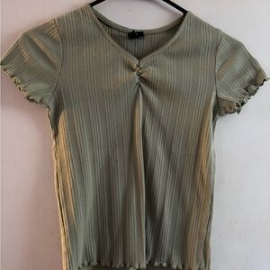 SO Ribbed Sage Green V-Neck Tee